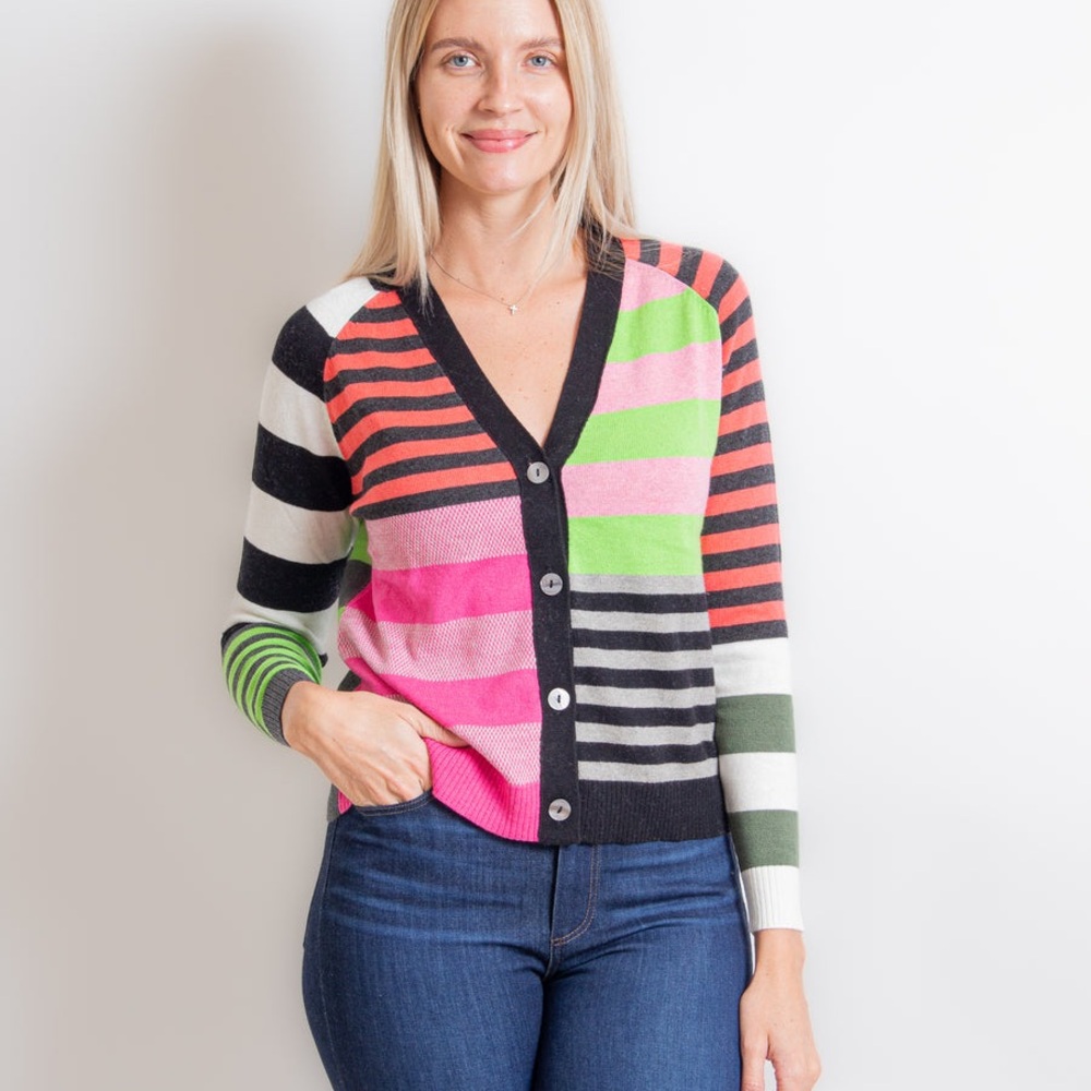 ZAKET & PLOVER size S Cotton Cashmere Mix Stripe Cardigan Sweater EXCELLENT